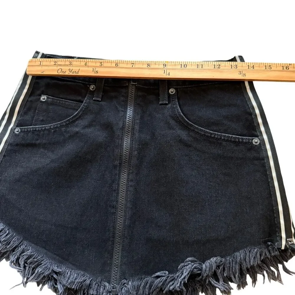 Carmar Black Denim Mini Skirt Distress Goth Preppy Women Y2k‎ Streetwear Skirt
